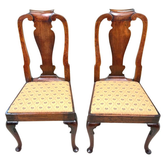 Brown Antique Queen Anne Walnut Dining Chairs, 1710, Set of 6 For Sale - Image 8 of 18