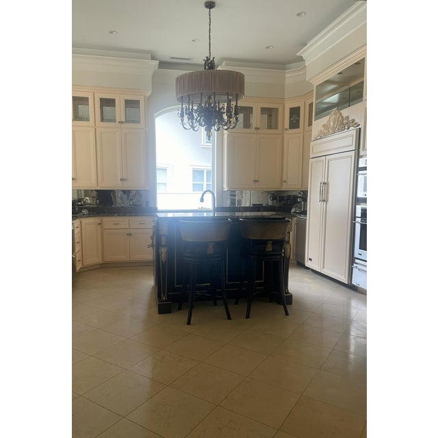 Vintage Fine European Gilt Silver Iron & Wood Double-Shaded Chandelier For Sale - Image 18 of 18