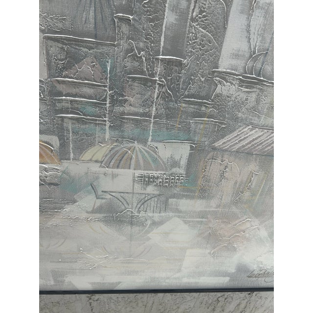 Metal Large Brutalist Cafe Painting by Lee Reynolds For Sale - Image 7 of 12