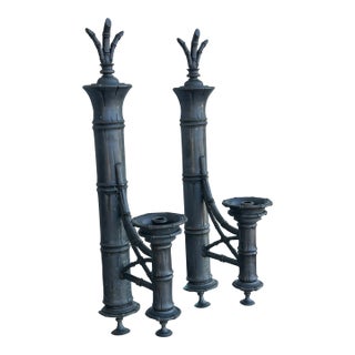 Vintage Faux Bamboo Candle Power Wall Sconces - A Pair For Sale