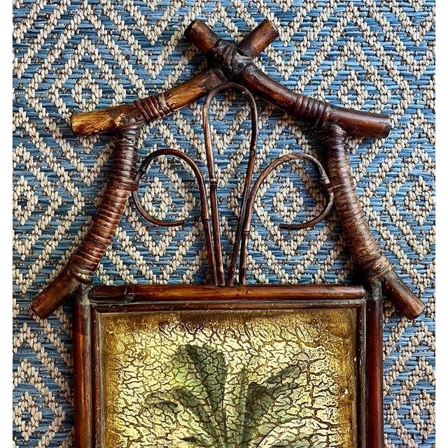 Safari Vintage Bamboo Framed Palm Tree Wall Art For Sale - Image 3 of 11