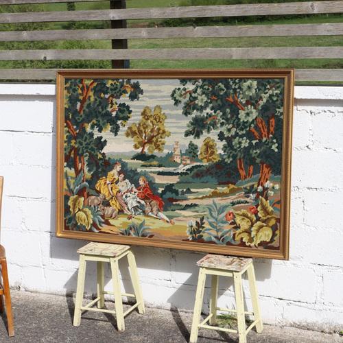 Large Vintage Framed Tapestry, 1975 For Sale - Image 4 of 17