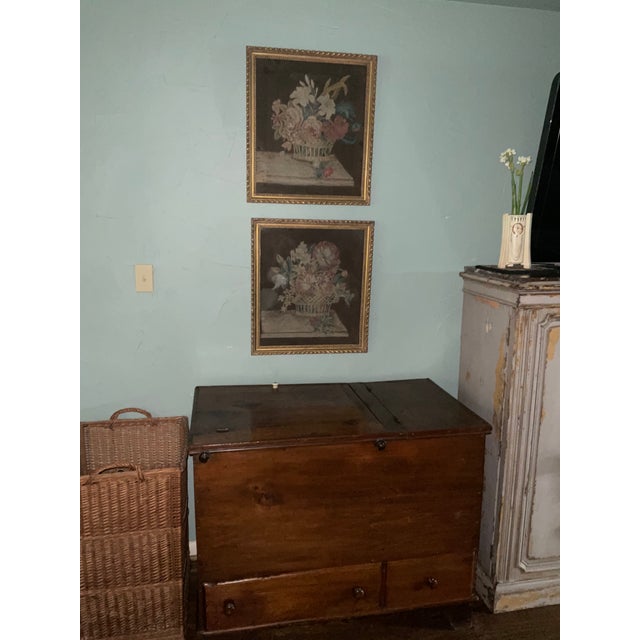 Pair of Framed French Embrodery Floral Tapestries For Sale - Image 14 of 14