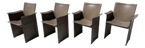 Set of Four Matteo Grassi Leather Armchairs