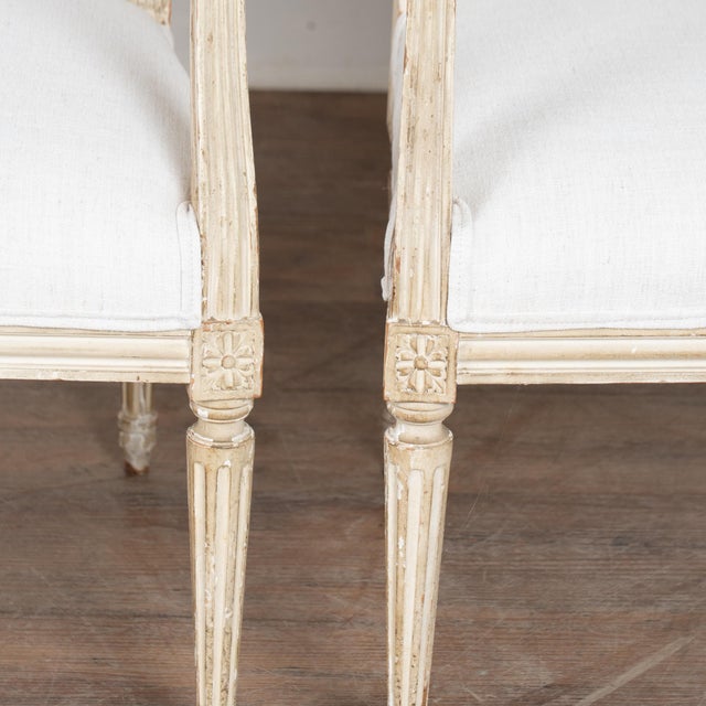 Pair, White Swedish Gustavian Armchairs, 19th Century For Sale - Image 15 of 18