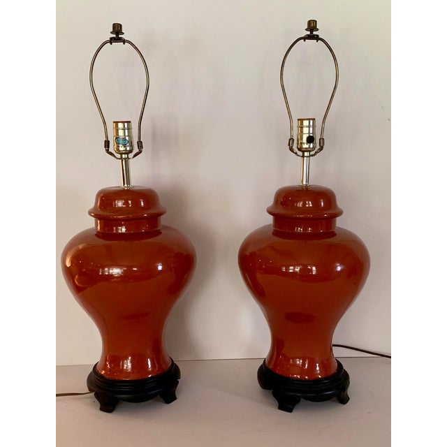Vintage Burnt Orange Ginger Jar Lamp’s a Pair Chairish