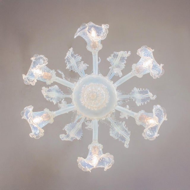 Vintage Ca'Rezzonico Style Gold Infused and Opaline Murano Chandelier For Sale - Image 15 of 17