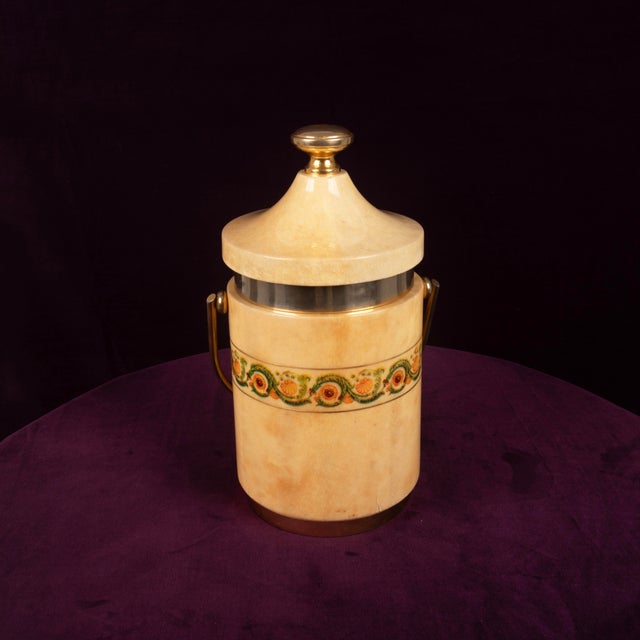 Mod. 1225D Goatskin Parchment Ice Bucket by Aldo Tura, 1970 For Sale - Image 3 of 18