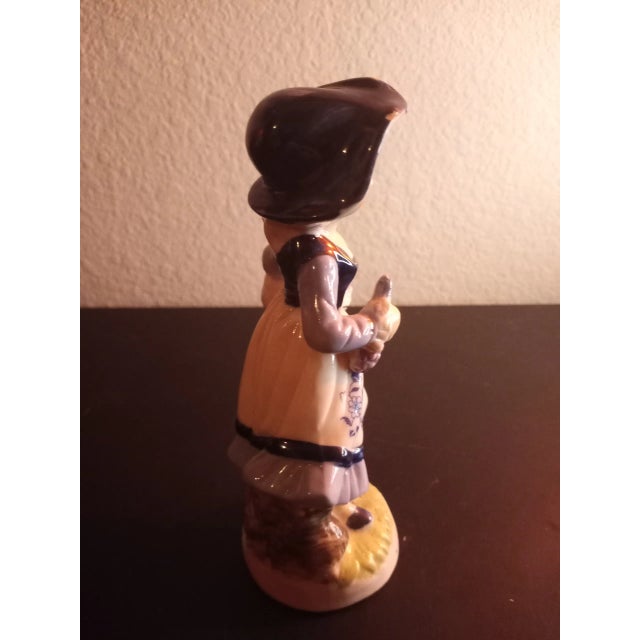 Contemporary 1970s Blue & White Porcelain Boy & Girl Figurines- Set of 2 For Sale - Image 3 of 11