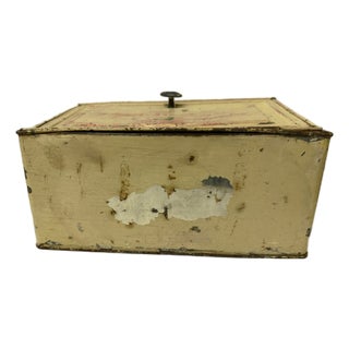 Mid 20th Century Primitive American Metal Bread Box With Original Green Under-Patina For Sale