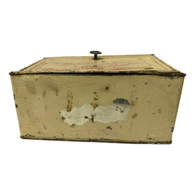 Mid 20th Century Primitive American Metal Bread Box With Original Green Under-Patina For Sale