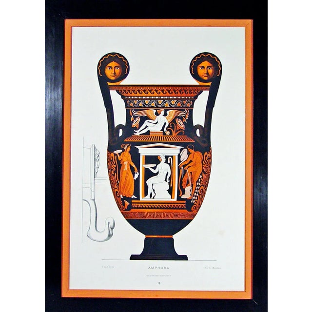 Wood Albert Genick Large Framed Chromolithograph of an Ancient Greek Red-Figure Vase, “Amphora”, 1883 For Sale - Image 7 of 7