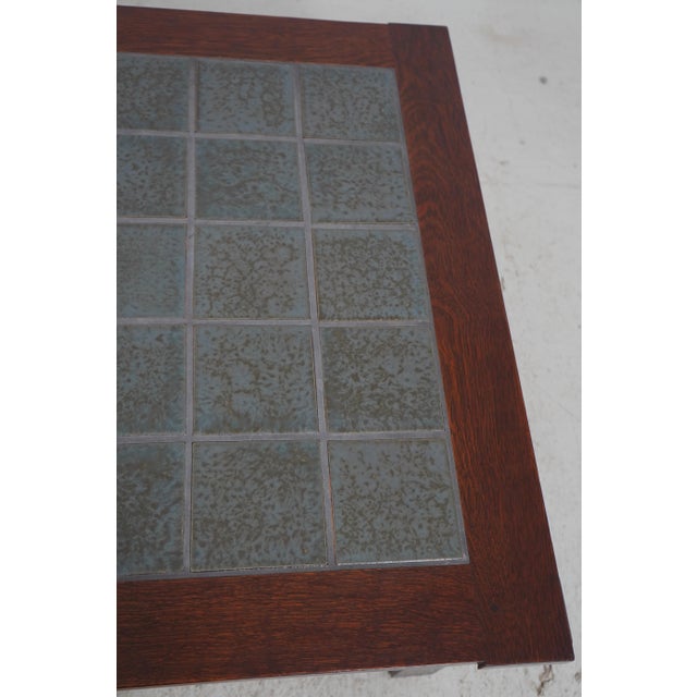 Stickley Large Mission Oak Tile Top Coffee Table For Sale - Image 11 of 14