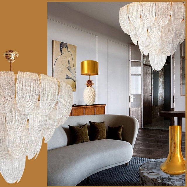 Mid-Century Modern Large Mid Century Modern Murano Glass Chandelier Italy For Sale - Image 3 of 13