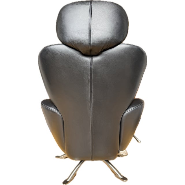Toshiyuki Kita Black Leather Swivel Recliner Lounge Chair by Toshiyuki Kita for Cassina, Made in Italy For Sale - Image 4 of 18