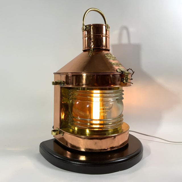Brass Copper Ships Masthead Lantern On Base For Sale - Image 8 of 10