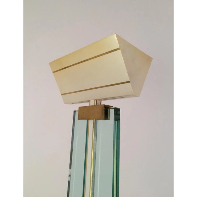Mid-Century Modern Glass, Brass and Lacquered Metal Floor Lamp, Circa 1970 For Sale - Image 3 of 11