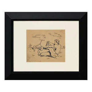 "Jimmy and the Mower" Dark Humor Figurative Ink Comic Drawing 20th Century