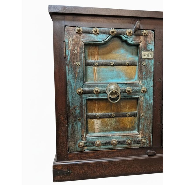 Far Pavilions Antique Door and Carvings Repurposed Large 70" Wide Bookcase Cabinet For Sale - Image 4 of 9