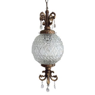 Vintage 1970s Swag Crystal-Clear Pendant Light For Sale