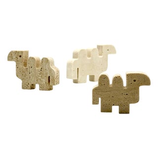 Italian Travertine Camel Sculptures, 1960s, Set of 3 For Sale