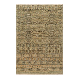 Rug & Kilim’s Khotan Style Rug in Green and Gold With Pomegranate Patterns For Sale