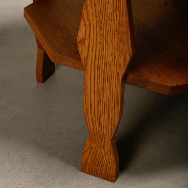 Dutch Amsterdam School Art Deco Side Table in Oak, 1930s For Sale - Image 9 of 14