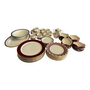 Vintage Burgundy Ensemble by Pickard China Dinnerware With Serving Dishes – 52 Pieces
