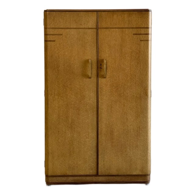 1980s Art Deco Armoire in Birds Eye For Sale