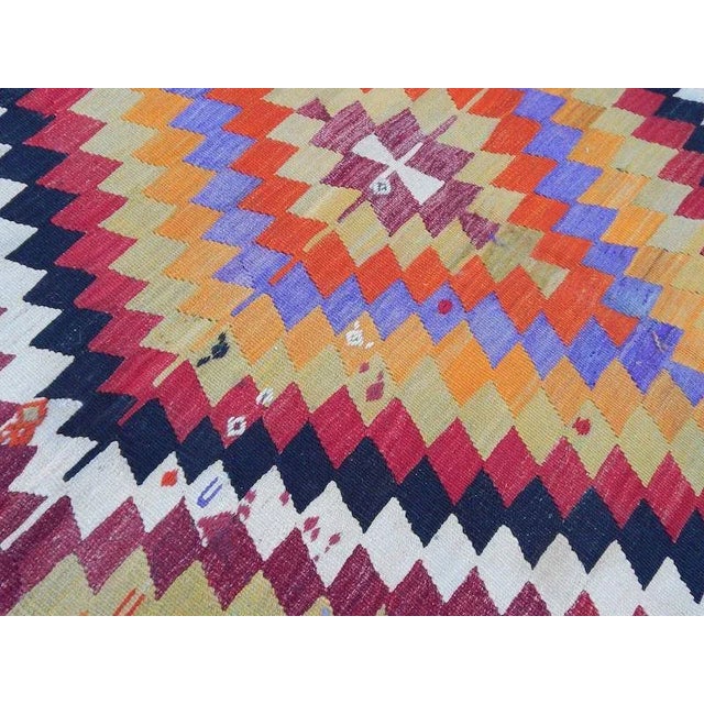 1970s 1970s Vintage Handmade Turkish Kilim Runner 4′2″ × 10′9″ For Sale - Image 5 of 12