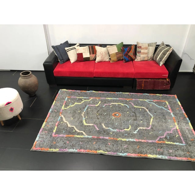 Textile Vintage Pompom Design Turkish Anatolian Rug For Sale - Image 7 of 11