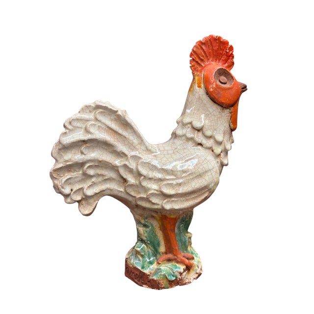 Art Deco A Rare Art Deco Porcelain Rooster Sculpture by Marjolaine & Luc Lanel For Sale - Image 3 of 6