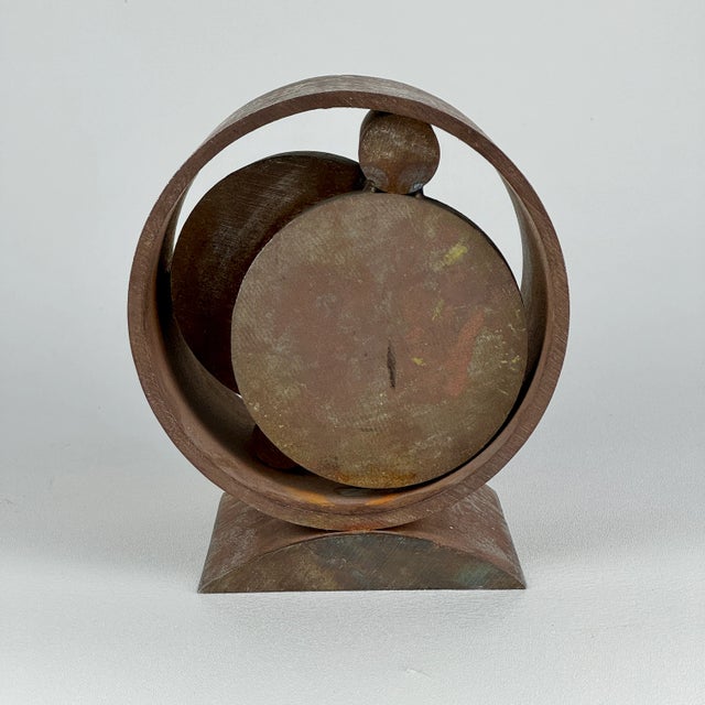 Vintage Rusty Steel Metal Cylindrical Tabletop Art Sculpture - After Richard Serra For Sale In New York - Image 6 of 11