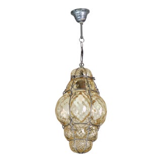 1970s Orange Colour Venetian Lantern Attributed to Seguso Murano Glass For Sale