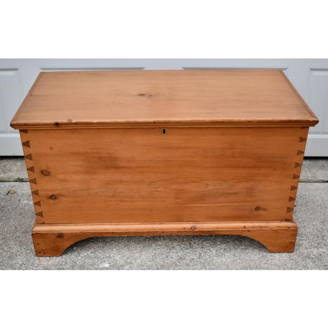 1970s Vintage Doveatiled Pine Trunk Farmhouse Stye Blanket Chest Storage For Sale - Image 5 of 15