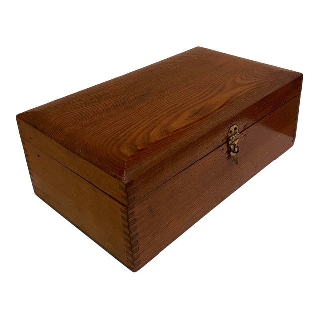 Vintage Ralph Lauren Style Solid Wood Desk / Document Storage Box C.1940s For Sale