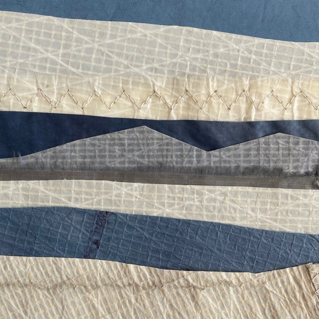 Blue Contemporary Semi-Abstract​ Mixed Media Nautical Sailcloth Landscapes​ - Set of 3 by JJ-Hogan For Sale - Image 8 of 13