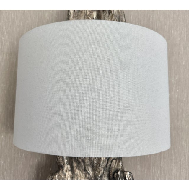 Silver Pair of Regina Andrew Driftwood Wall Sconces in Silver Leaf Finish For Sale - Image 8 of 13