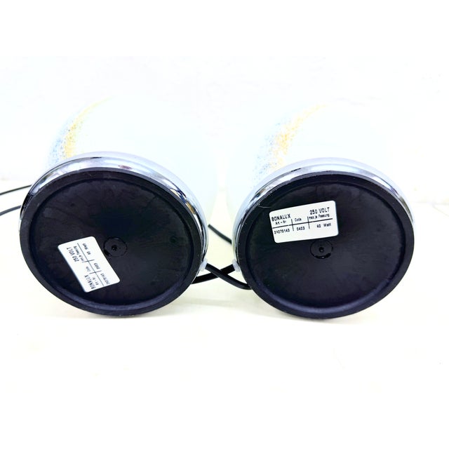 Metal Small Space Age Spherical Table Lamps in Chrome and Glass by Bonalux, 1970s, Set of 2 For Sale - Image 7 of 10