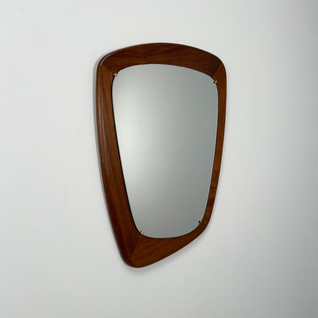 Organically Shaped Teak Mirror, Germany, 1960s For Sale - Image 6 of 7