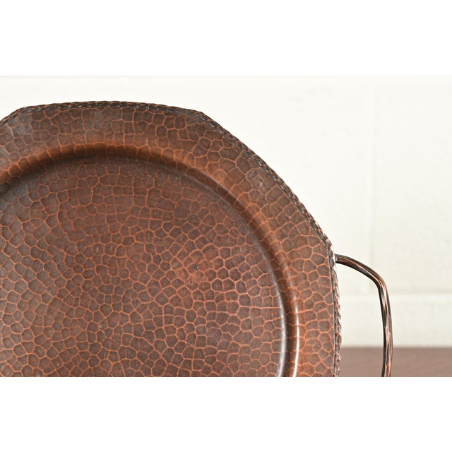 Metal Roycroft Arts & Crafts Hammered Copper Handled Tray For Sale - Image 7 of 12