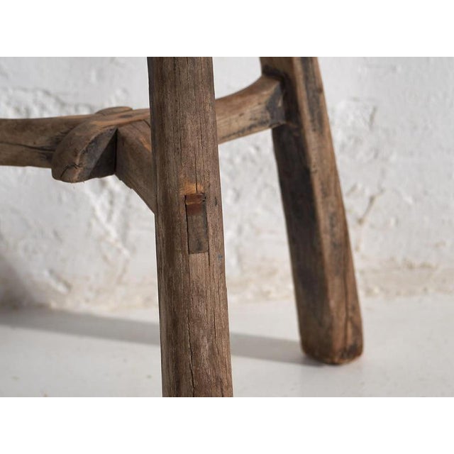 Wood Vintage Primitive Stool, 1920 For Sale - Image 7 of 9