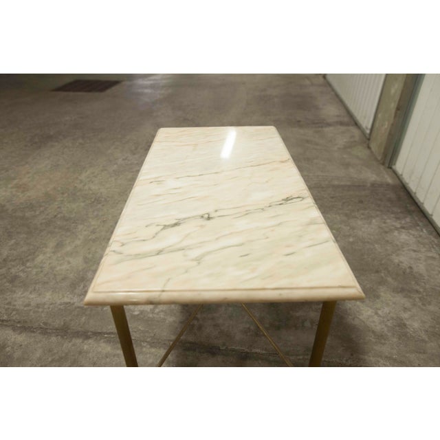 Cream Coffee Table in Marble with Brass Base, 1950s For Sale - Image 8 of 18
