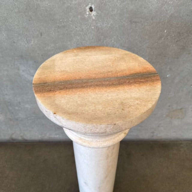 Hollywood Regency Vintage Blush Marble Column Pedestal #5 For Sale - Image 3 of 11
