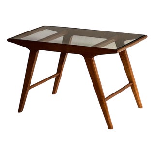 Coffee Table in Crystal and Wood, 1960s For Sale