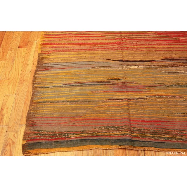 Textile Nazmiyal Collection Warm Tones Tribal Vintage Moroccan Kilim Rug For Sale - Image 7 of 9