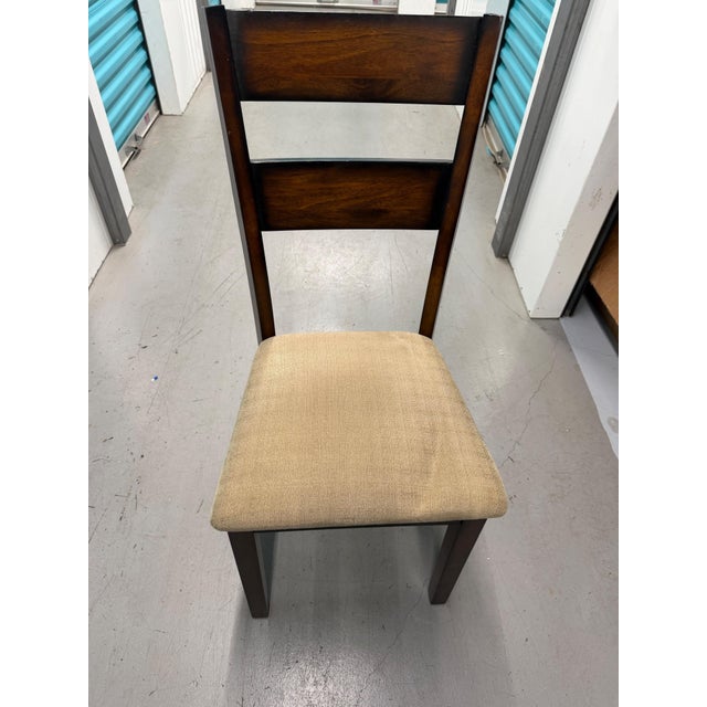 Contemporary Late 20th Century Set of 4 Wooden Dining Chair With Upholstered Seat For Sale - Image 3 of 4