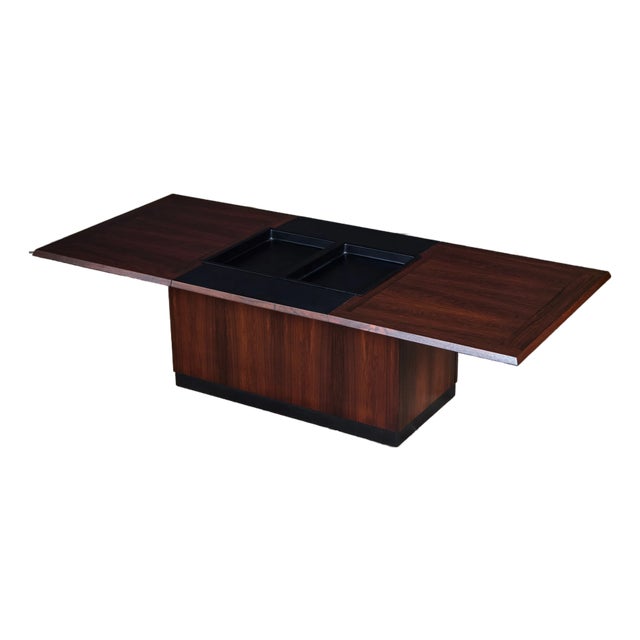 Rosewood Sliding Coffee Bar Table by E. Pedersen & Søn For Sale