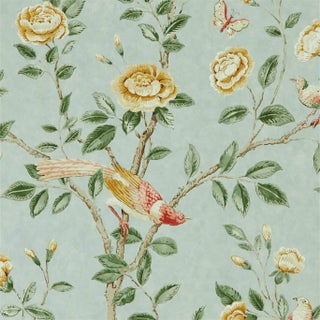 Sanderson Andhara Wallpaper in Sea glass /Lemon For Sale
