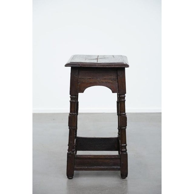 Antique English Oak Side Table or Stool, 18th Century For Sale - Image 5 of 15
